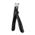 Stainless steel U-shaped nail art scissors in electrophoresis black and titanium finishes for French manicure tips.