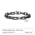Men's stainless steel square chain bracelet in steel, gold, black and retro colour options