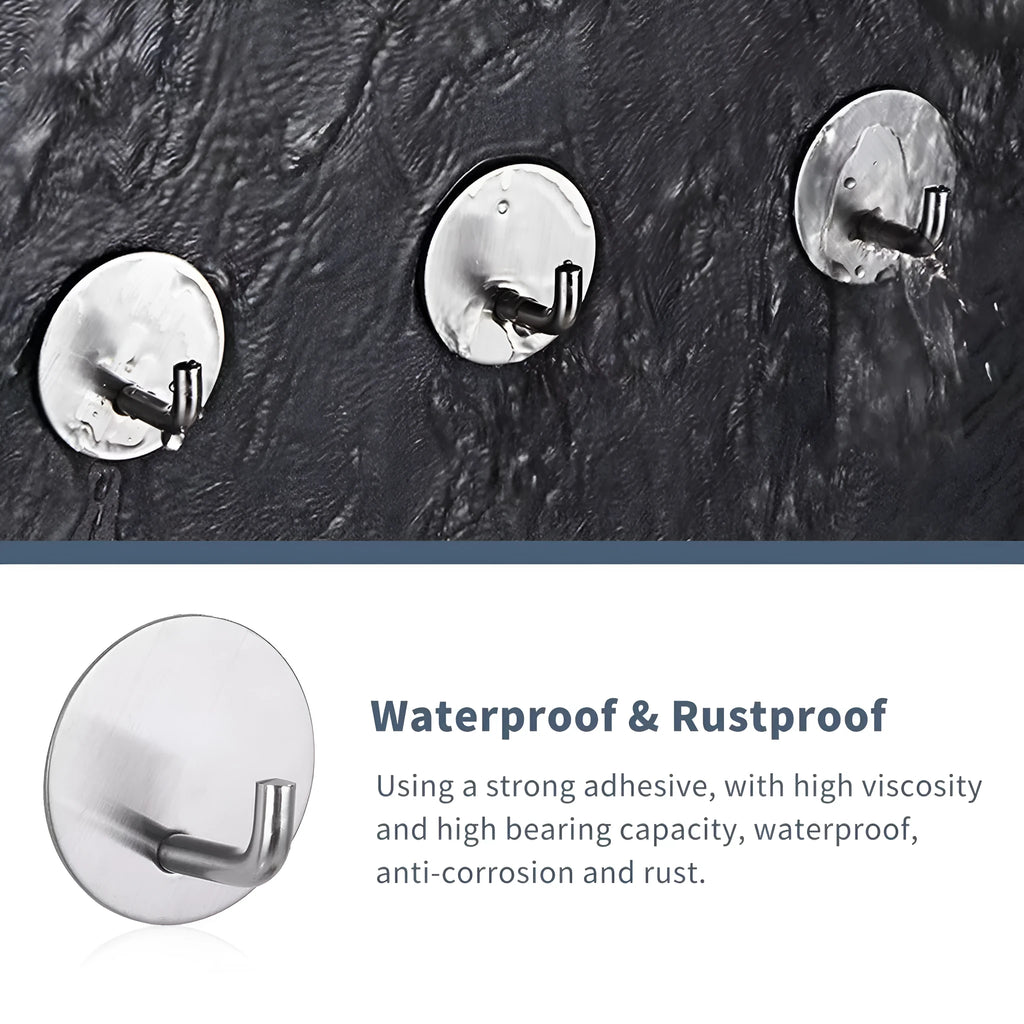 Stainless steel self-adhesive round hook with black and polished finish options