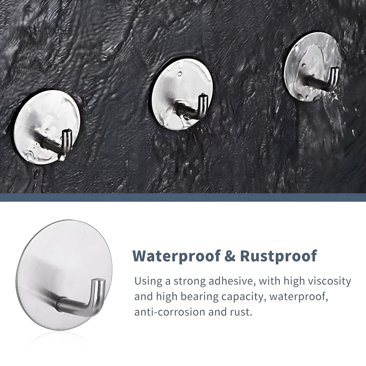 Stainless steel self-adhesive round hook with black and polished finish options