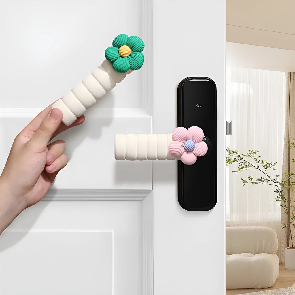 Flower pattern door handle protective cover in round shape with PEVA construction
