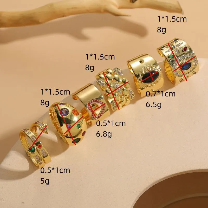 Geometric Chinese style electroplated copper ring in horse eye black colour showing structured design