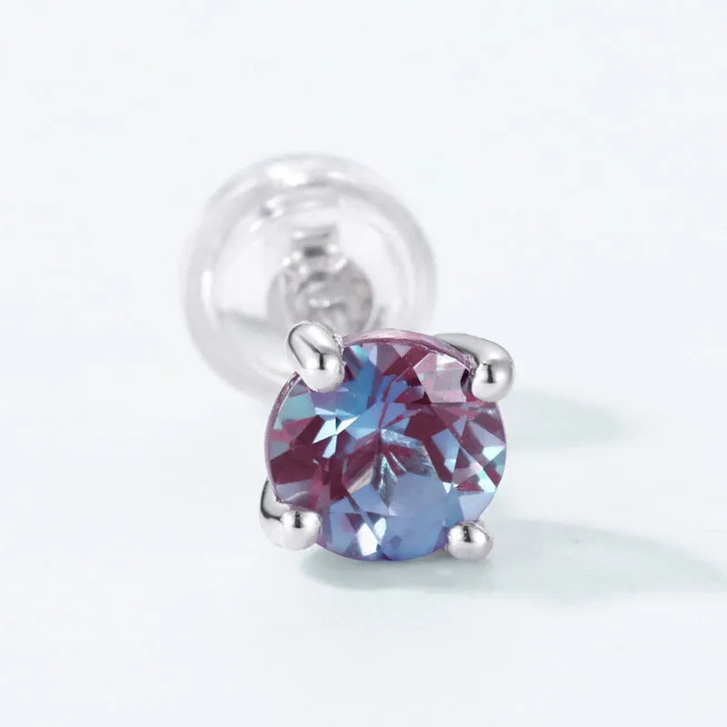 925 sterling silver Alexander stone ear studs with geometric design and round elements
