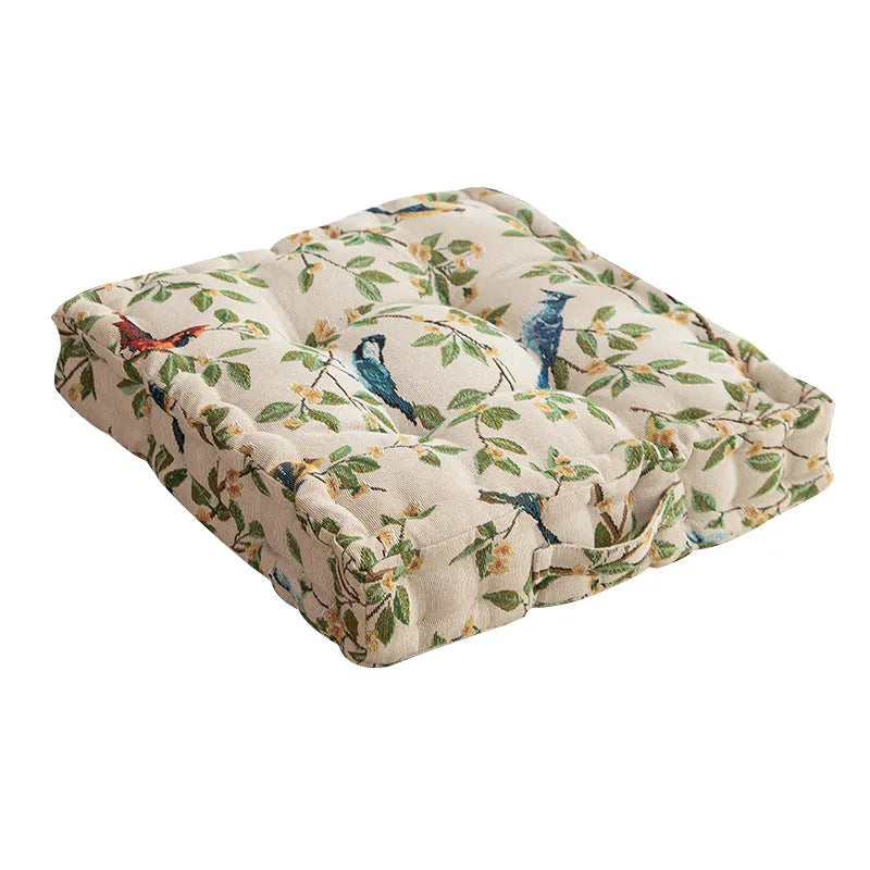 American dining chair cushion with plant pattern in apricot colour, 40×40×8cm with waist support