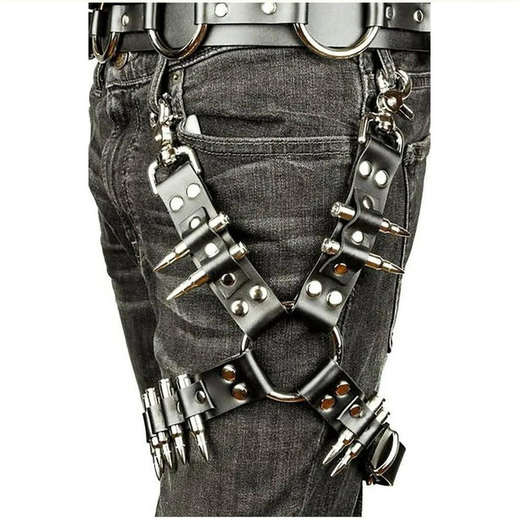 Black fashion leggings with attached PU leather contrast panels on the legs