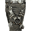 Black fashion leggings with attached PU leather contrast panels on the legs