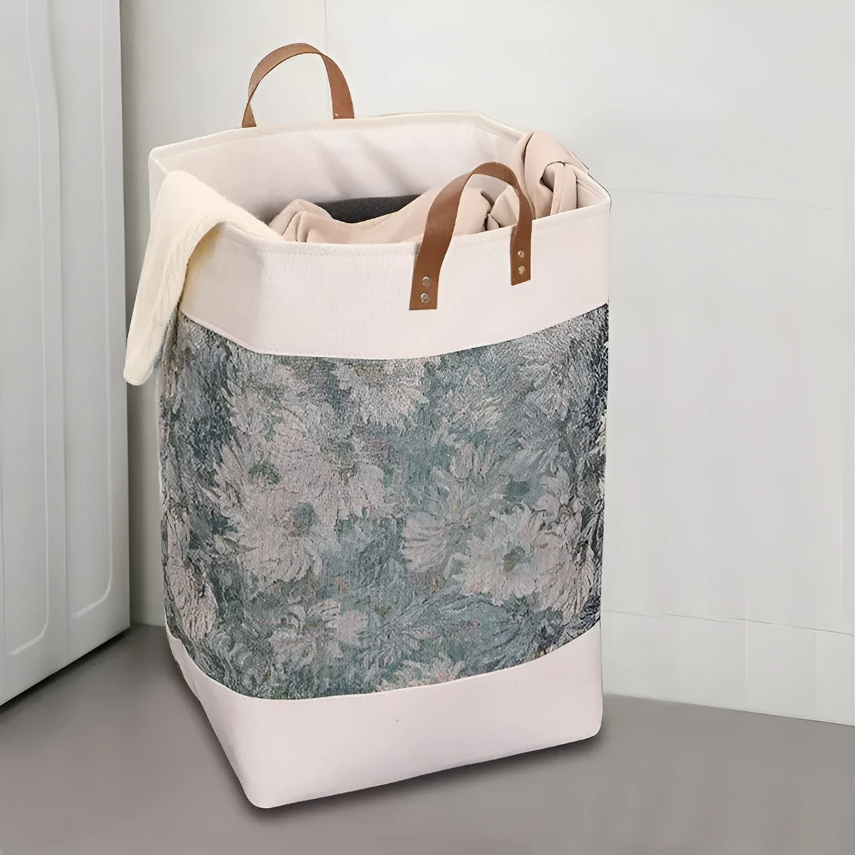 Simple modern fabric storage bag for clothes and quilts in colourful bear pattern, dimensions 35cm x 35cm x 55cm.