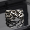 Adjustable copper men's ring with geometric thorn flower design in J2150 thorns colour