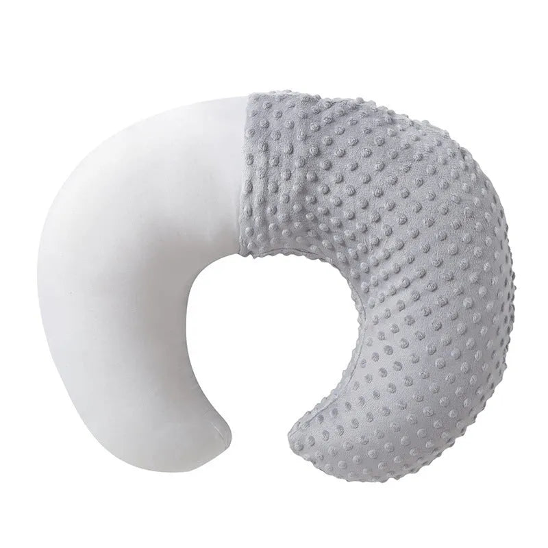 Nursing pillow with removable pillowcase for breastfeeding support and milk spilt prevention