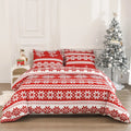 Winter Sleepers red Christmas Love Song pattern bed linen three-piece set on bed