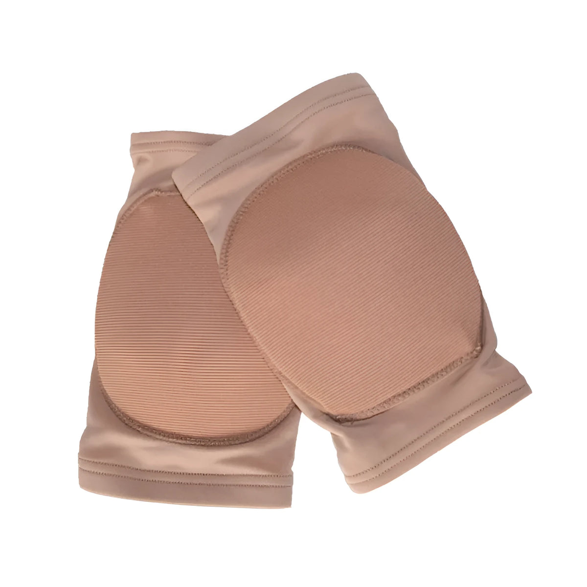 Ballet yoga knee pads in skin colour and black showing five size options XS to XL for knee protection