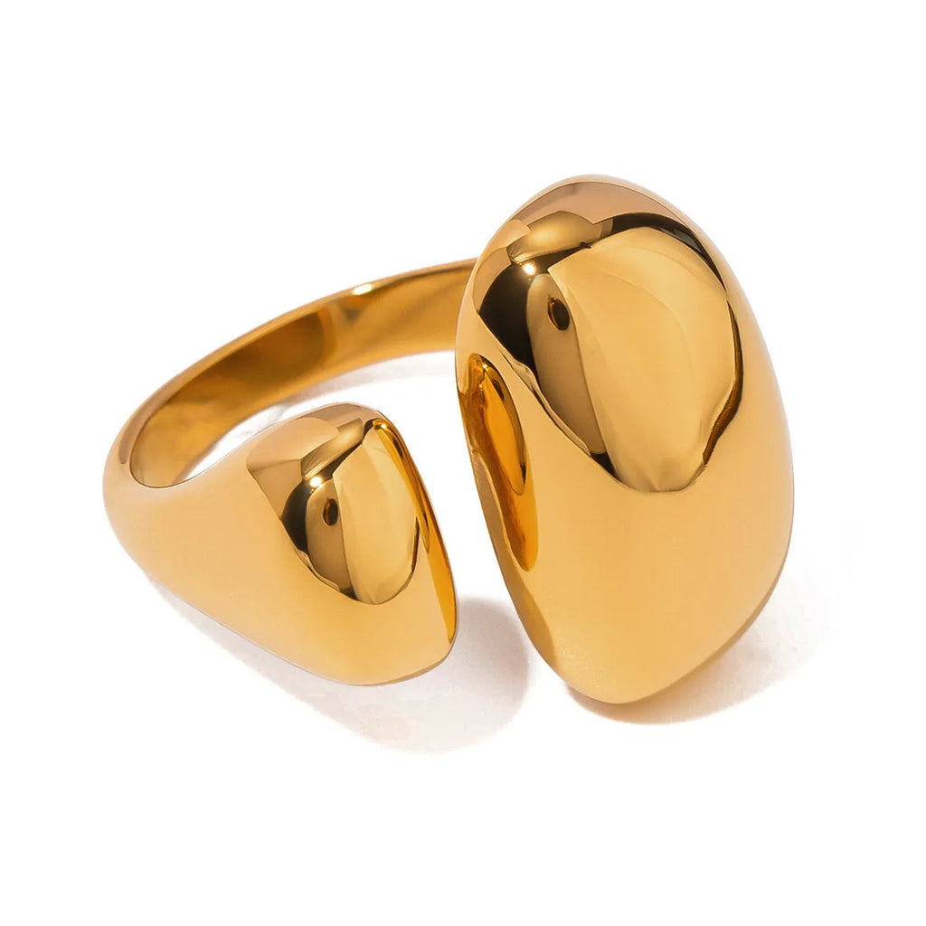 Women's stainless steel geometric open ring with electroplated JDR2405081 finish