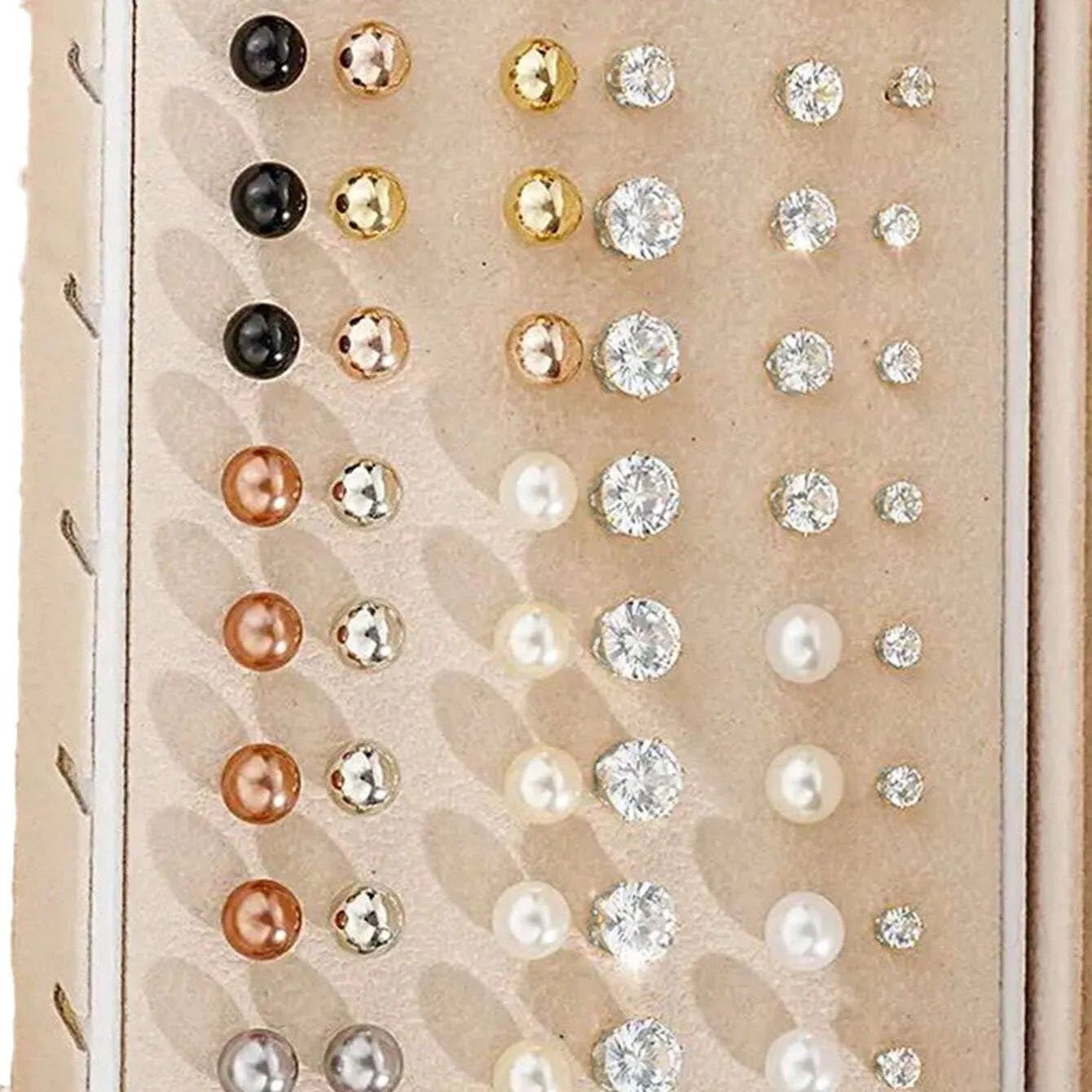 108 geometric alloy earrings with gold and yellow electroplated finishes arranged in combination set