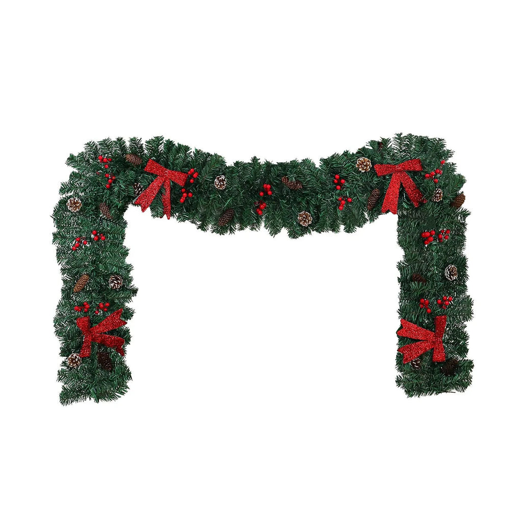 Christmas rattan decorative cane with pine cone bow decoration in European style