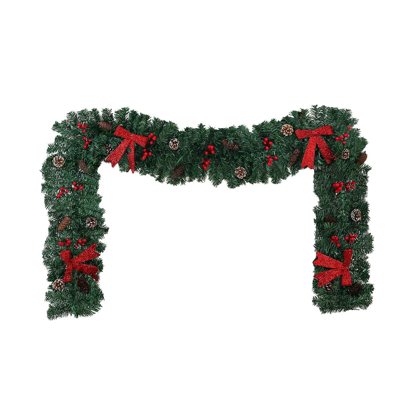 Christmas rattan decorative cane with pine cone bow decoration in European style