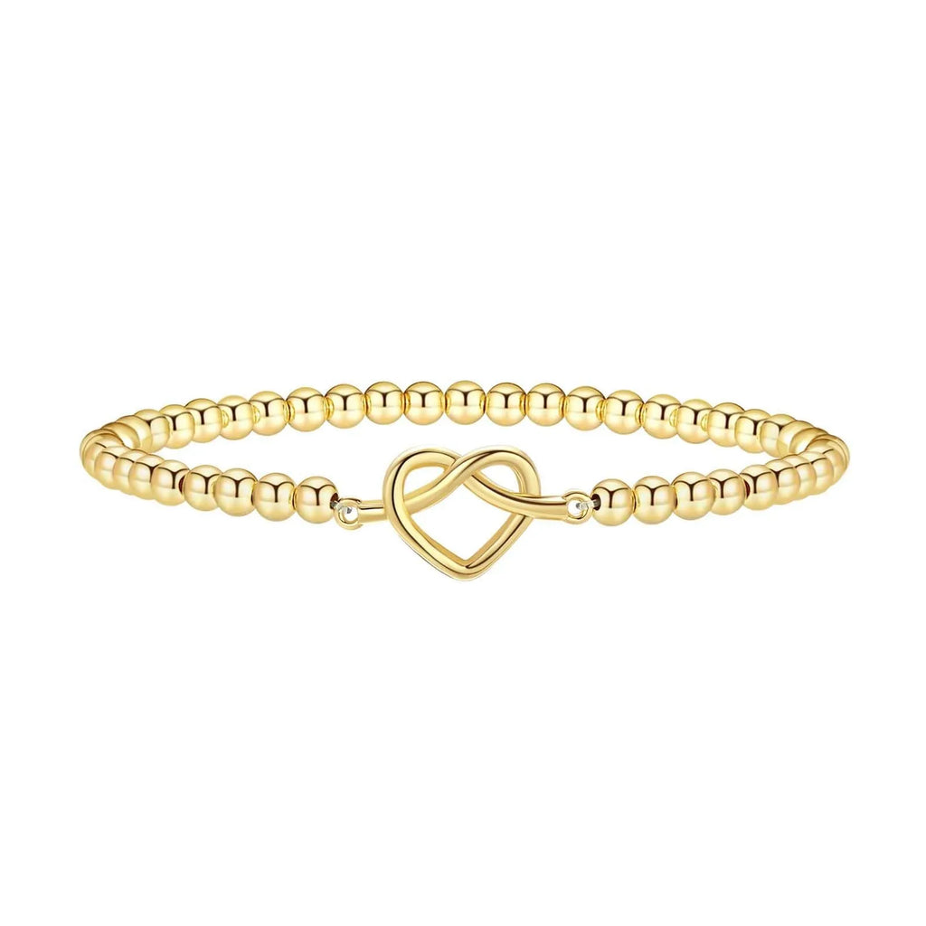 Adjustable stainless steel beaded bracelet in geometric design with round elements