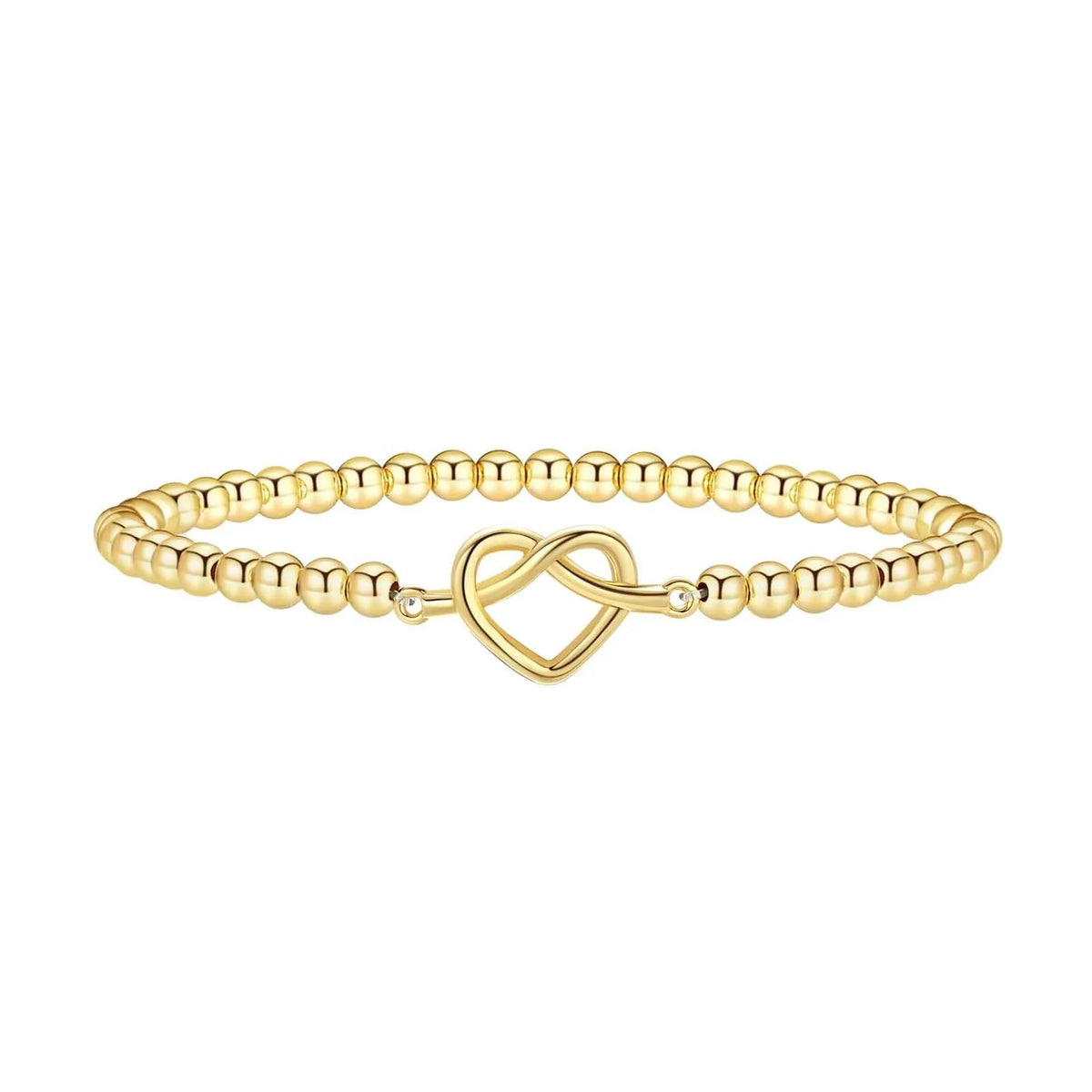 Adjustable stainless steel beaded bracelet in geometric design with round elements