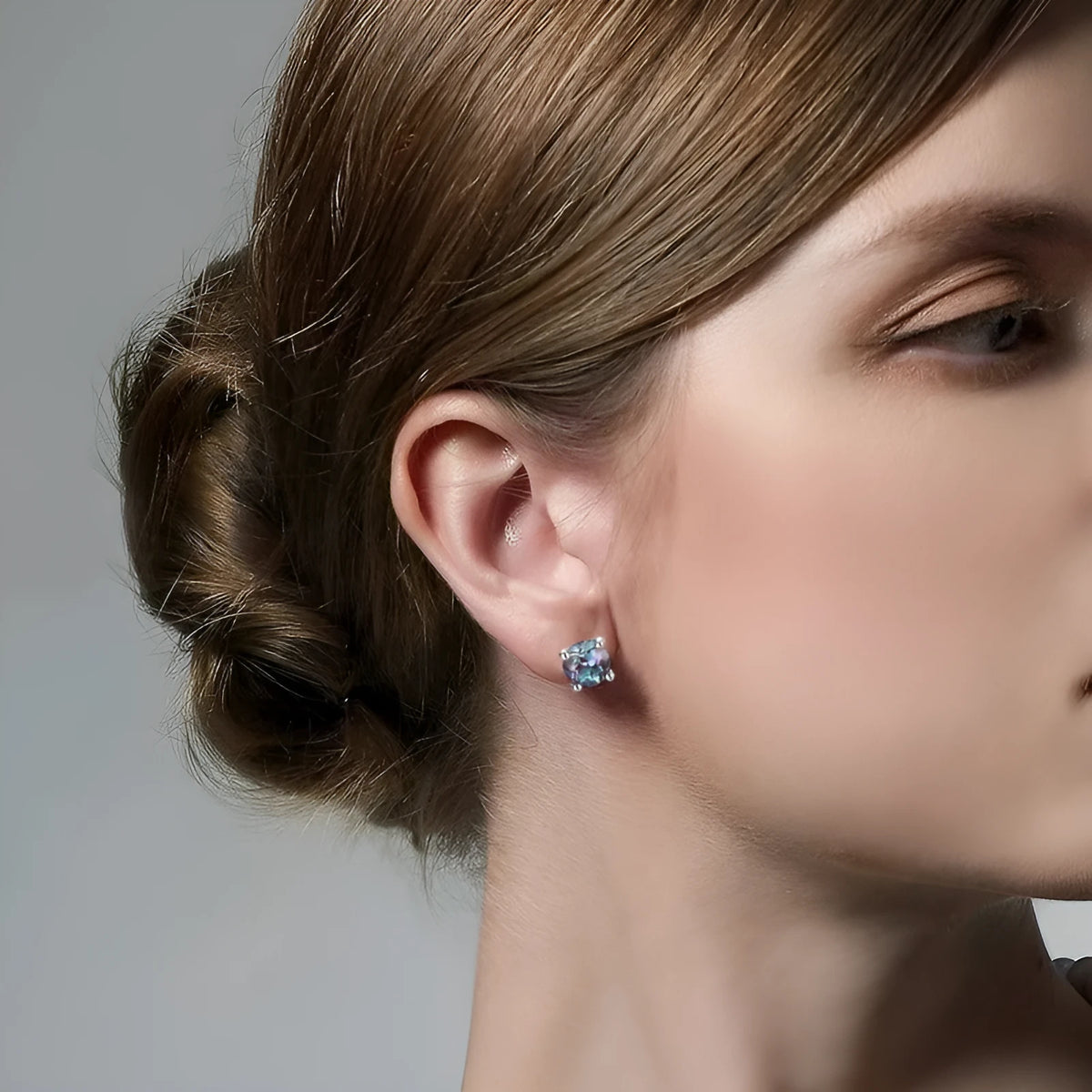 925 sterling silver Alexander stone ear studs with geometric design and round elements