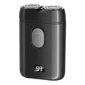 Rechargeable electric shaver with floating cutter head and LED display in three colour options