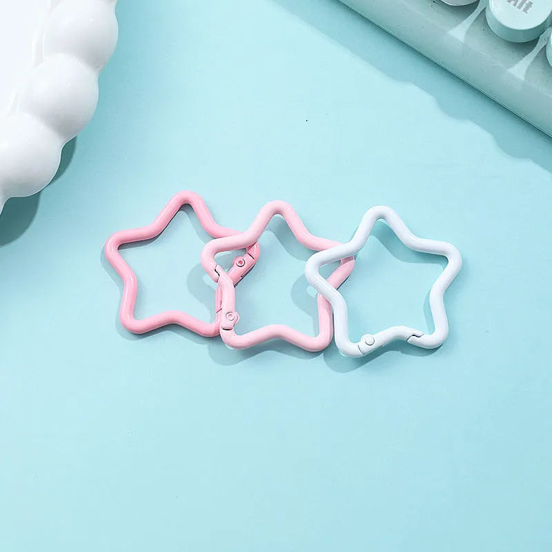Zinc alloy five-pointed star keychain in macaron colours for backpack hanging decoration