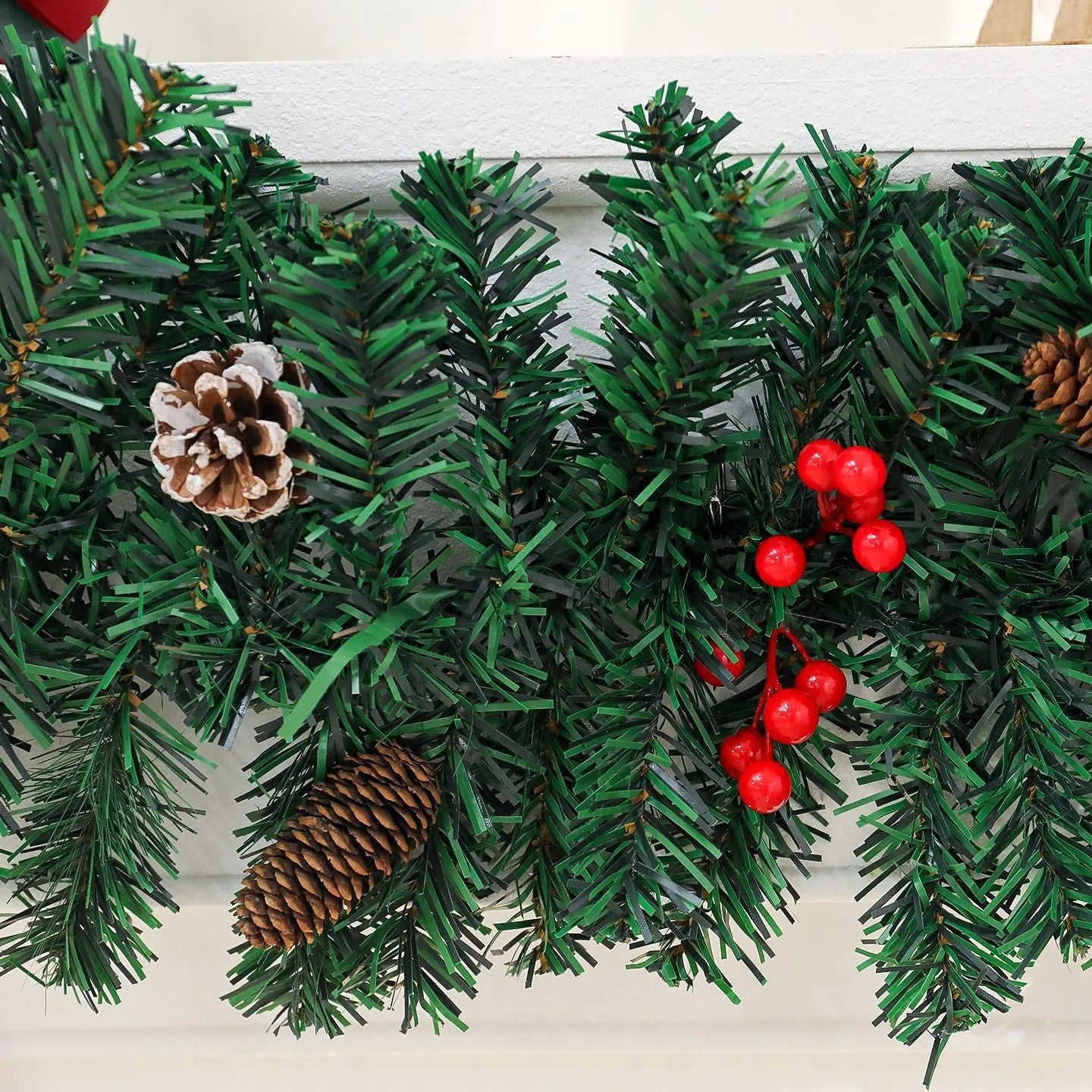 Christmas rattan decorative cane with pine cone bow decoration in European style