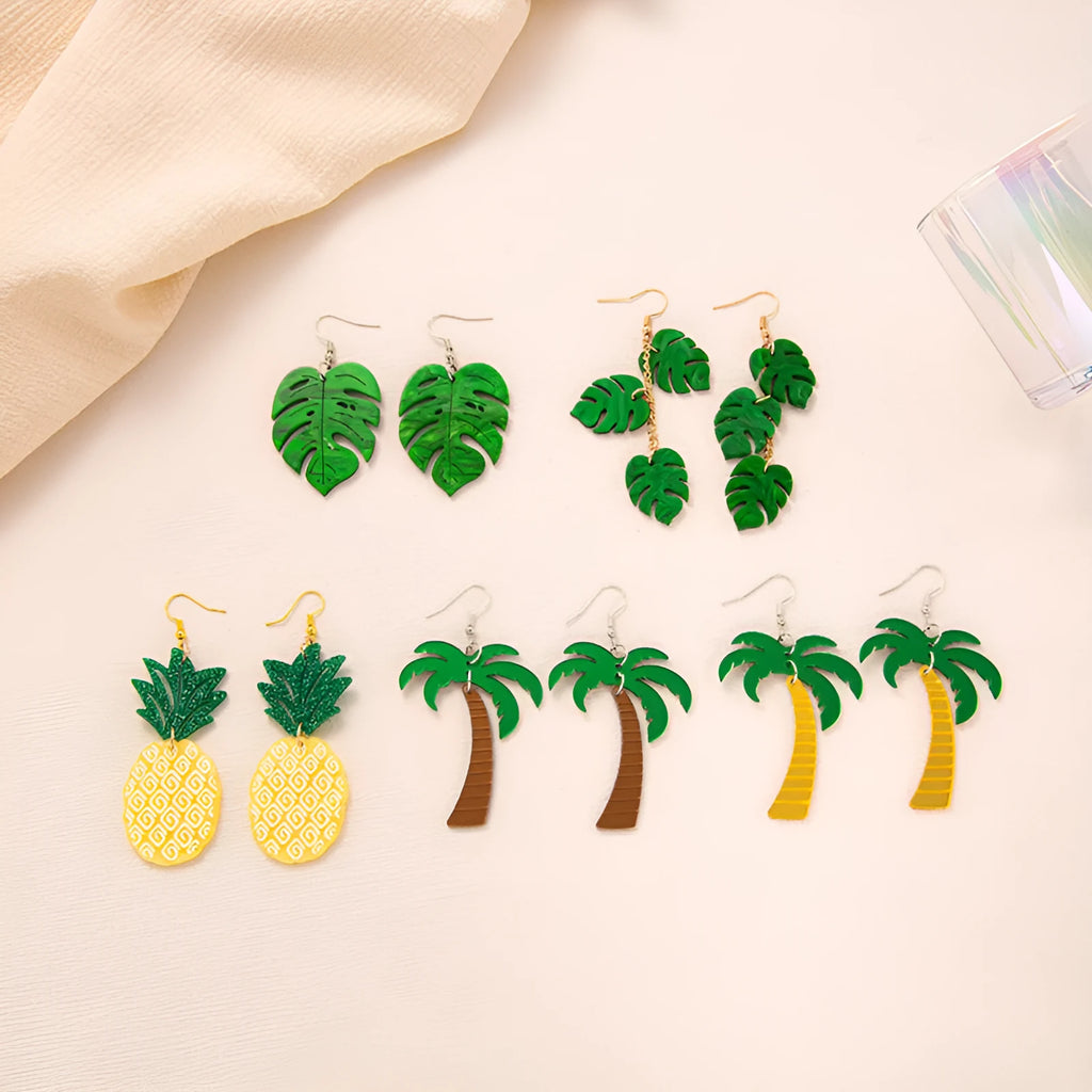 Acrylic drop shape earrings with hook backings in summer colour variations