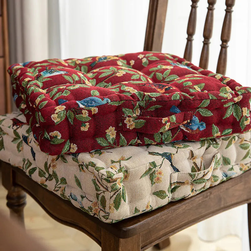 American dining chair cushion with plant pattern in apricot colour, 40×40×8cm with waist support