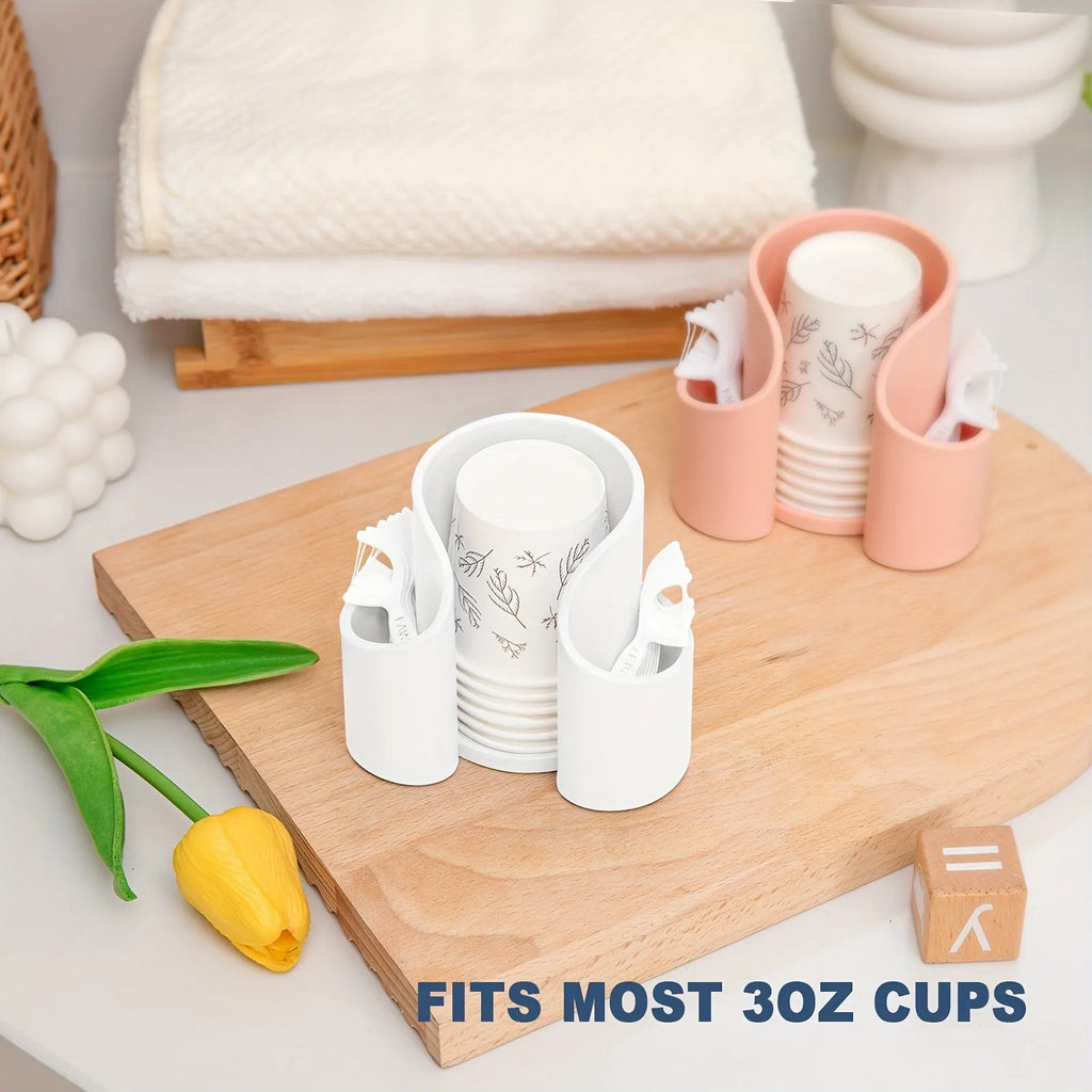 A simple plastic cotton box for storage in a choice of pink, white, blue, or black.