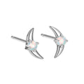 Geometric women's stud earrings in 925 silver with coloured stone accents