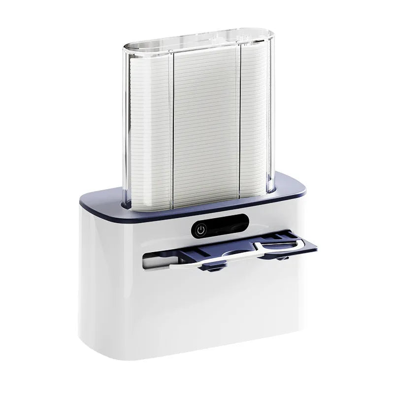 Intelligent induction dental floss box in dark grey colour showing automatic pop-up mechanism with rechargeable battery