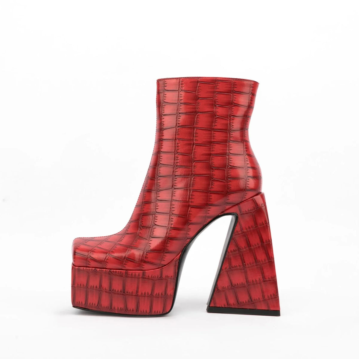 Women's ankle boot in artificial PU leather with a high heel, shown in a solid colour.
