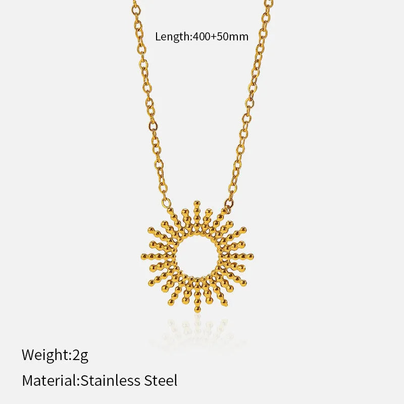 SUNFLOWER series 14K gold-plated geometric link necklace and bracelet set for women