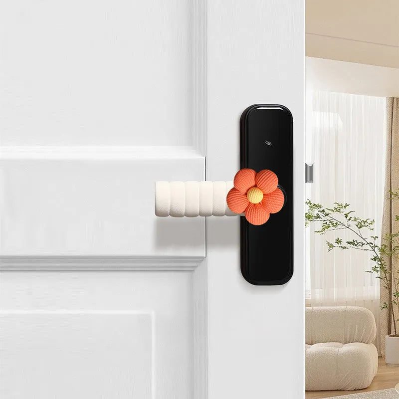 Flower pattern door handle protective cover in round shape with PEVA construction