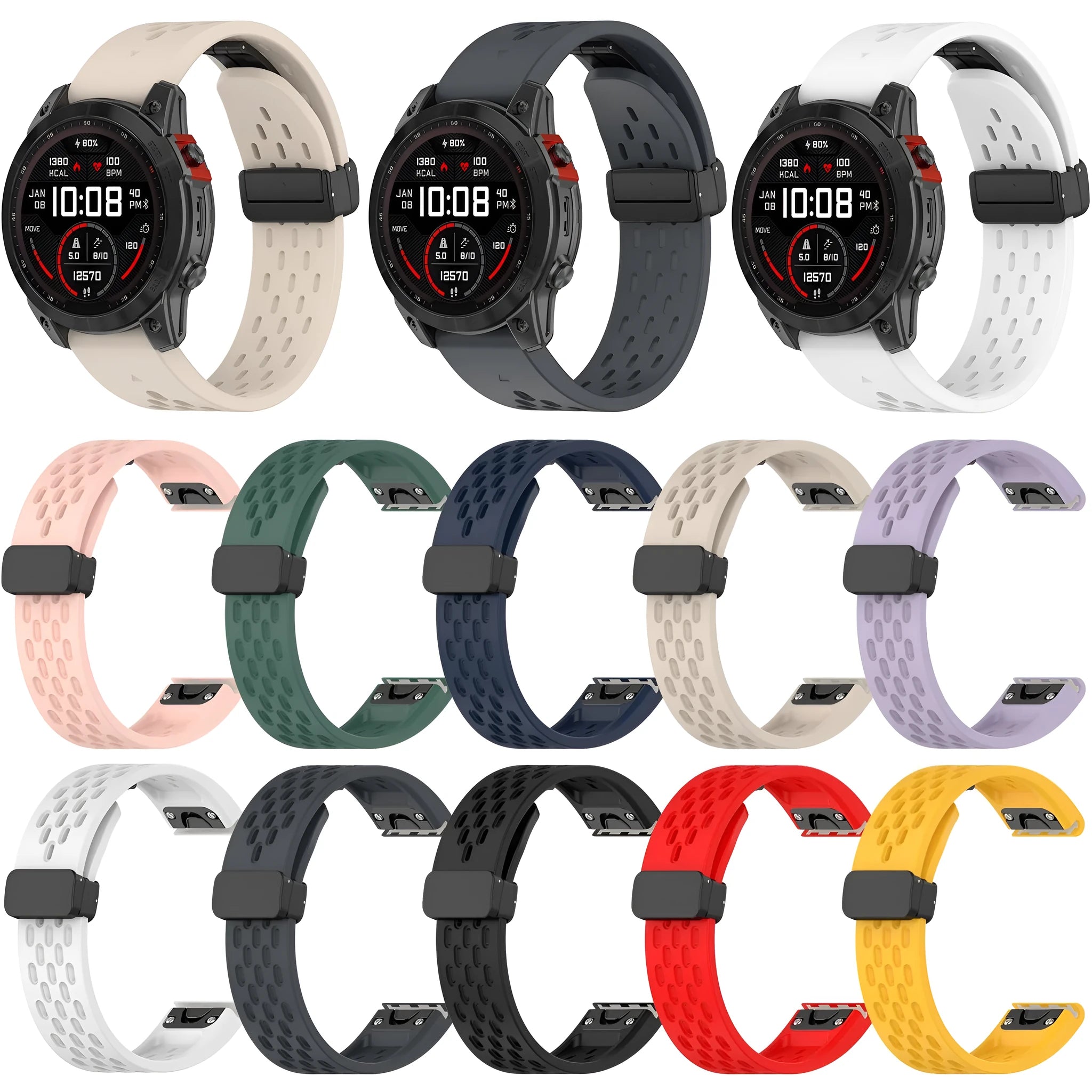 Quick-release watch strap for Garmin Fenix and Jiaming models in multiple colour options