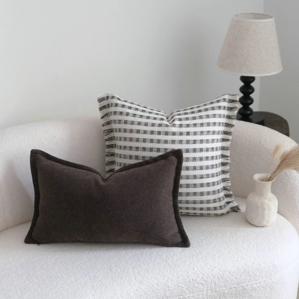 Coffee brown Chinese classical style decorative pillow cushion with stripe pattern in 45x45cm size