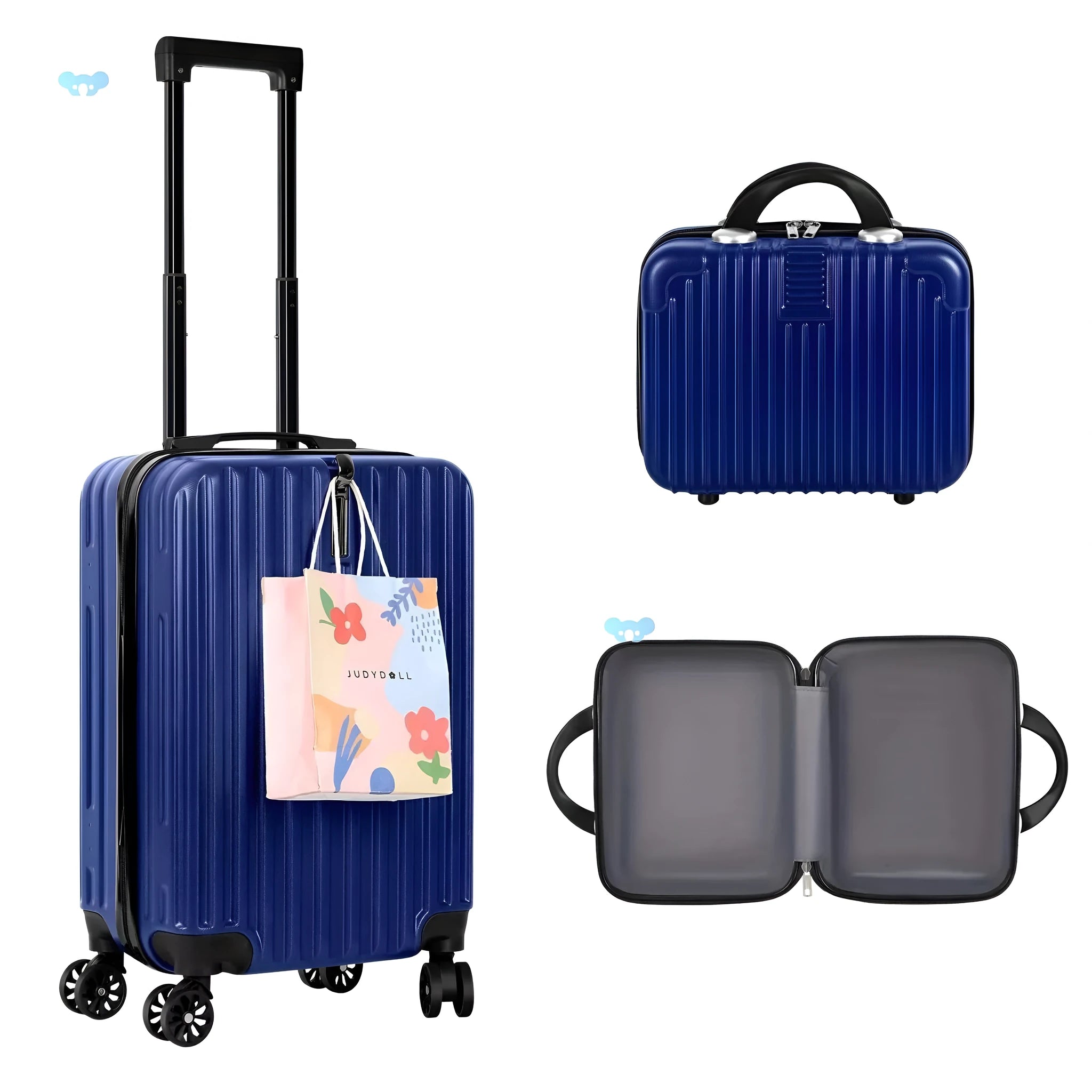 Aluminium alloy luggage travel set with two trunks in towel colour