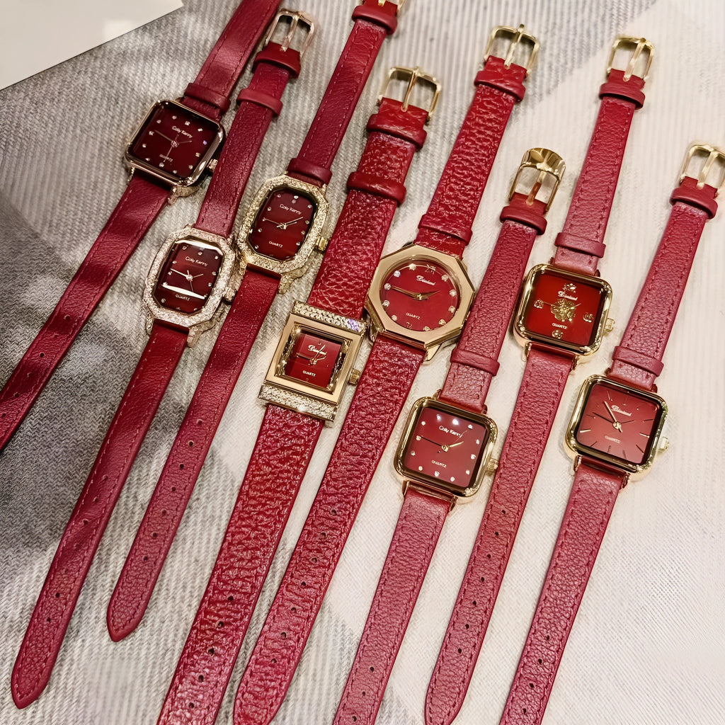 Alloy Ankela women's watch with octagonal diamond and rose gold Chinese style design details