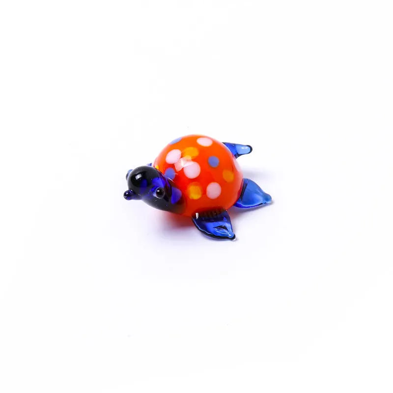 Set of six geometric glass turtle desktop decorations in assorted colour combinations
