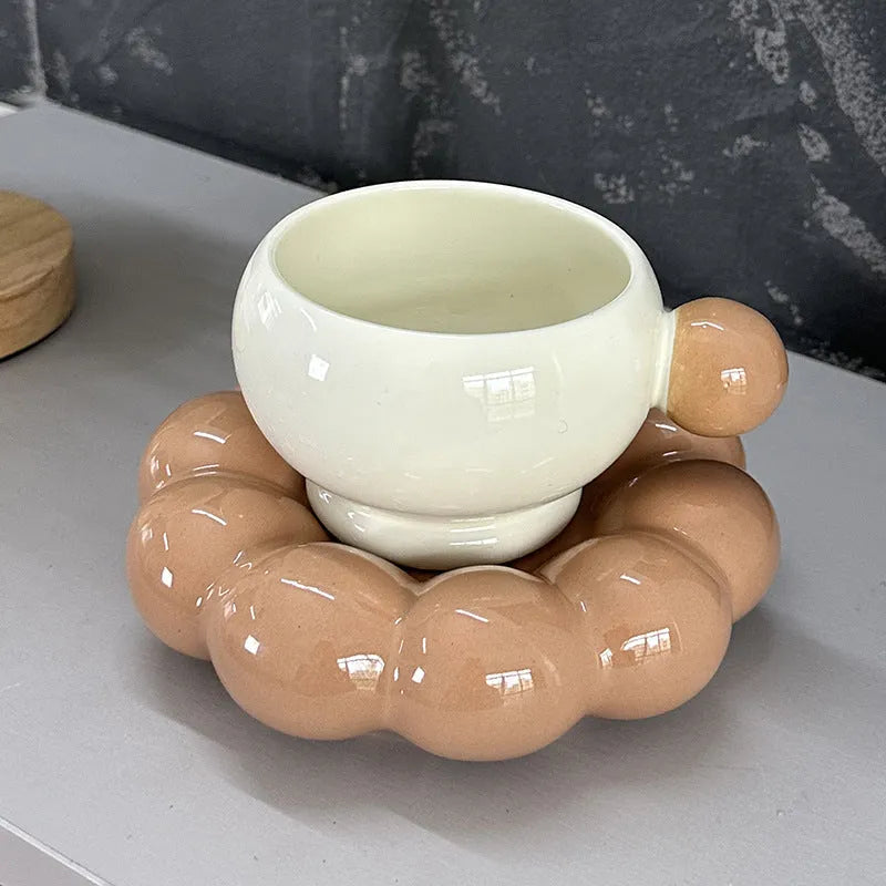 Ceramic coffee set with cup and dish in Nordic simple style design