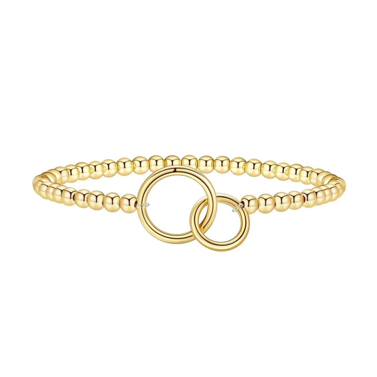 Adjustable stainless steel beaded bracelet in geometric design with round elements