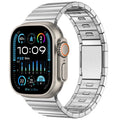 Stainless steel magnetic watch strap in black and silver for Apple Watch 42mm to 49mm sizes