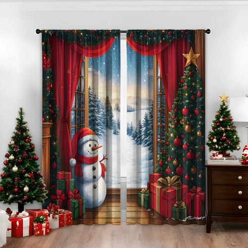 3D digital printed Christmas curtains in polyester with modern simplicity design