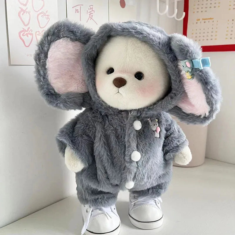 Grey elephant pattern jumpsuit for 30cm plush bear dolls