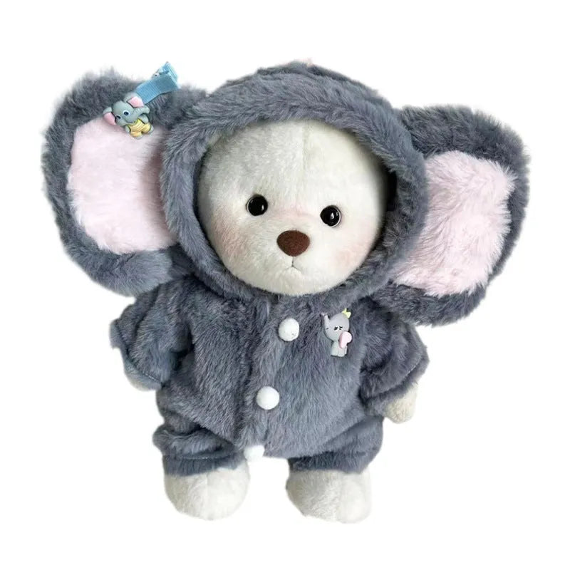 Grey elephant pattern jumpsuit for 30cm plush bear dolls