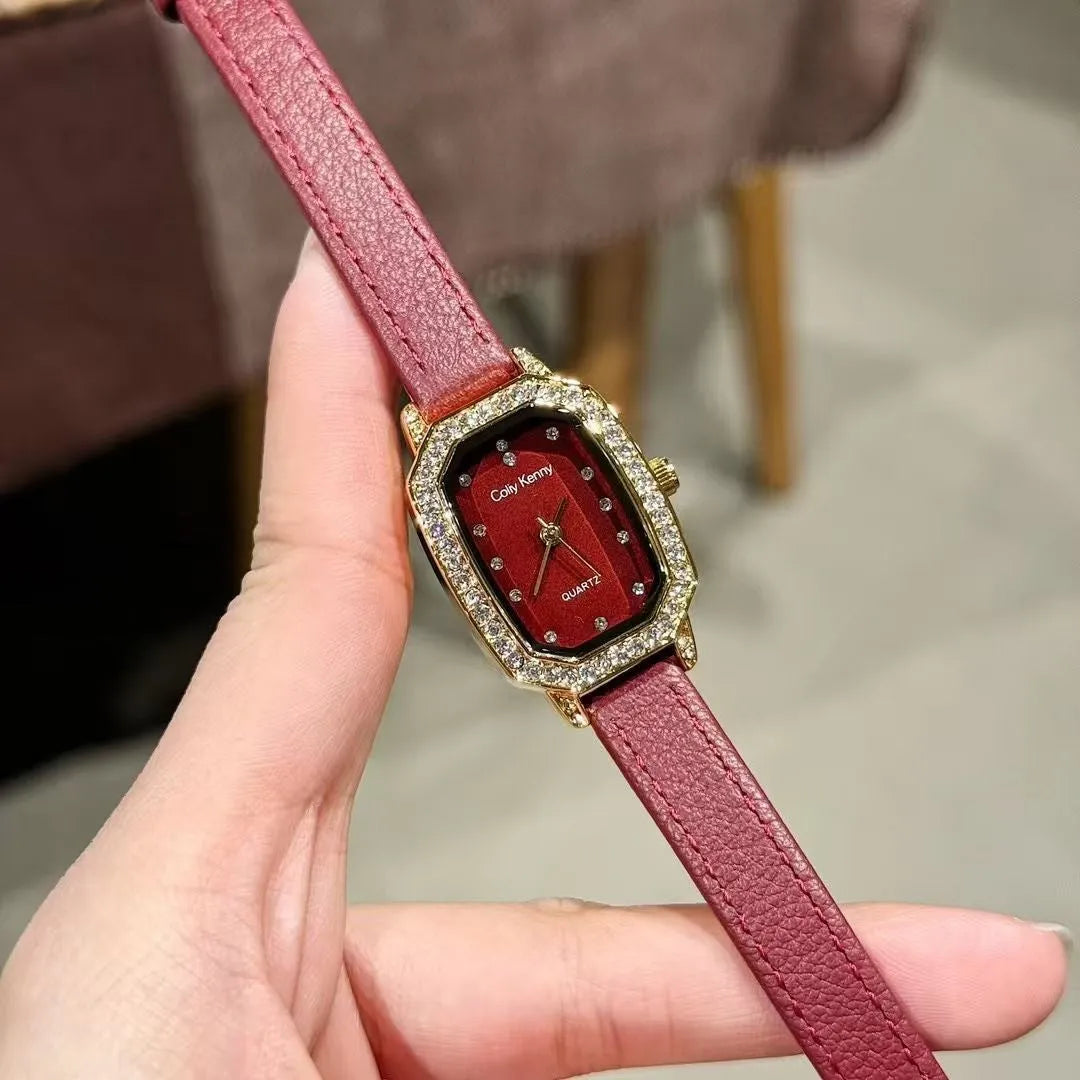 Alloy Ankela women's watch with octagonal diamond and rose gold Chinese style design details
