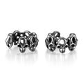 Silver stainless steel hollow skull ear clip with geometric retro design for unisex hip hop fashion