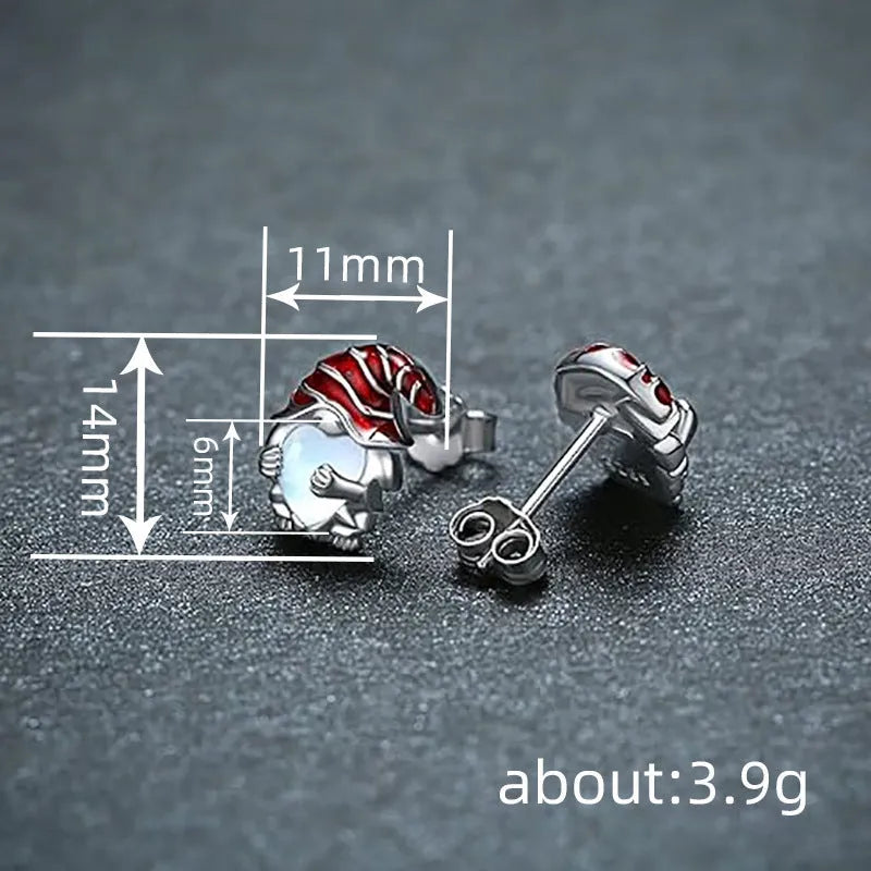 Women's heart-shaped earrings with Santa Claus design in white gold colour