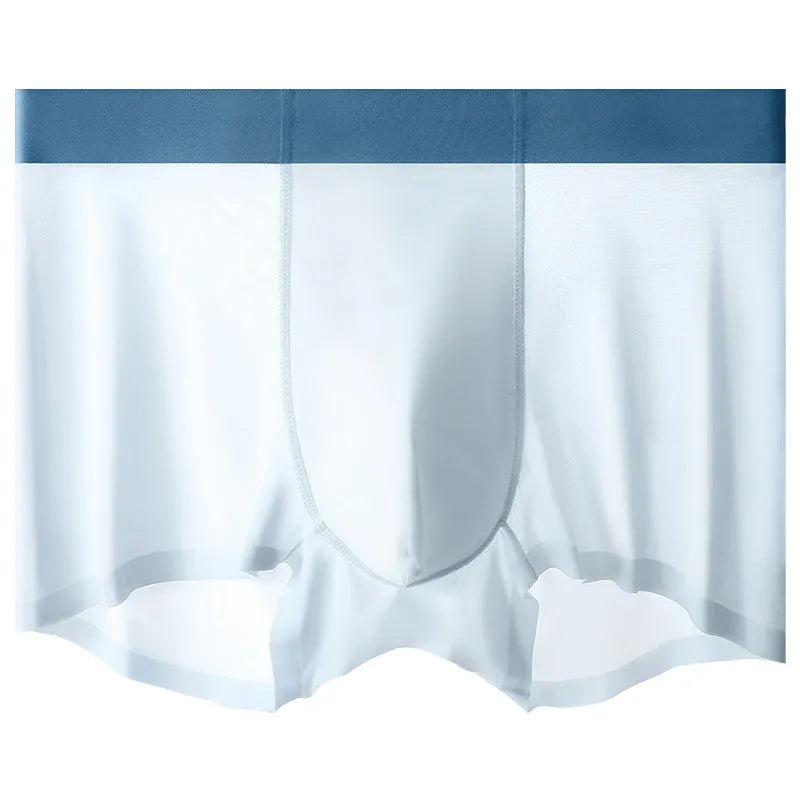 Ice Silk men's graphene antibacterial seamless shorts in bean green colour
