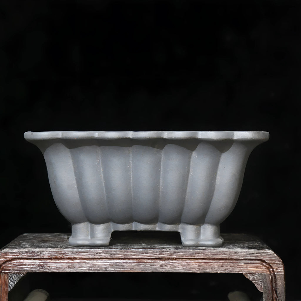 Purple sand ceramic square bonsai pot with classical styling for desktop plant display