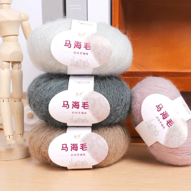 Mohair scarf DIY kit with wool ball and Inverness thread in assorted colours